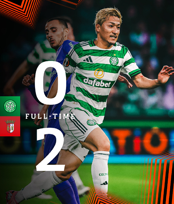 欧联杯第2轮战报：凯尔特人0-2布拉加，霍塔世界波+马丁内斯补刀，凯尔特人两战不胜